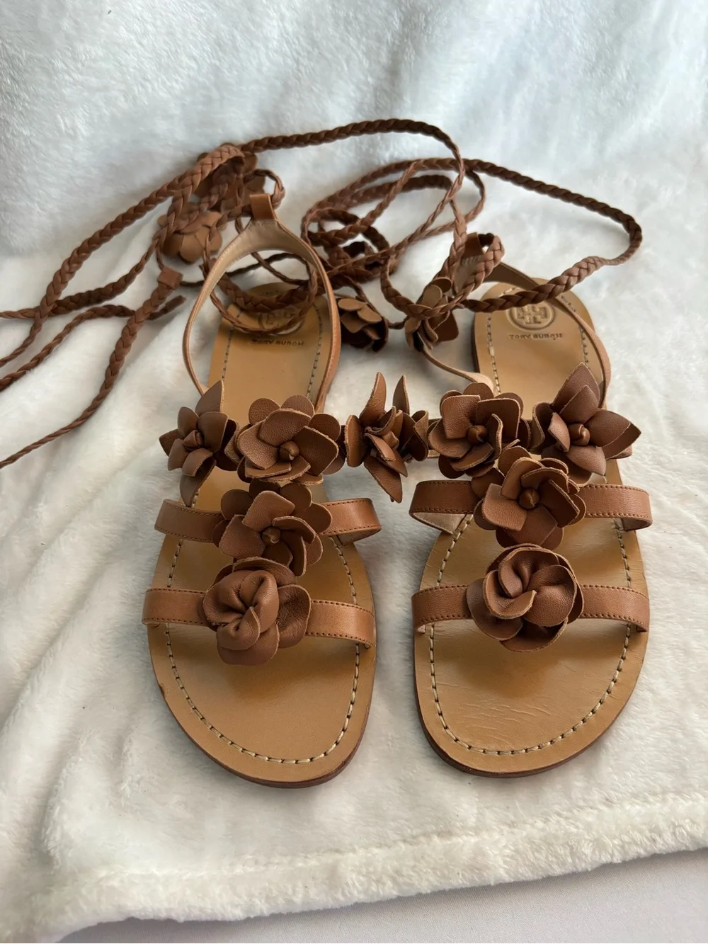 Tory Burch Blossom Gladiator Leather Wrap Sandals Size 10.5